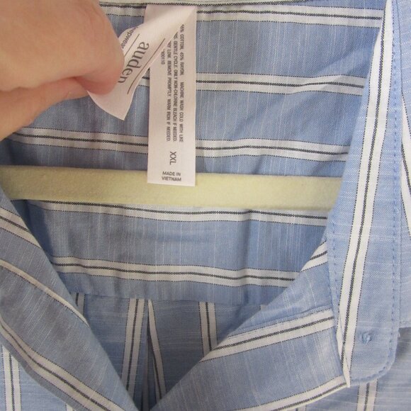 Auden Pajama Set Blue White Striped Shorts Button Down Short Sleeve Size XXL NWT - Picture 8 of 14